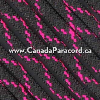 Black With Neon Pink X - 100 Ft - 550 LB Paracord