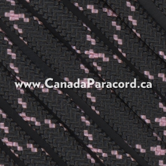 Black with Rose Pink X - 50 Ft - 550 LB Paracord