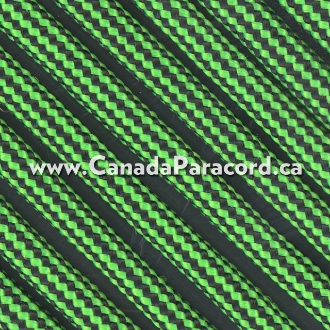 Neon Green and Black Stripes - 50 Ft - 550 LB Paracord